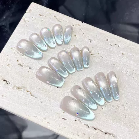 Pink Mist Aura handcrafted salon gel press-on nails